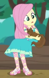 Size: 272x434 | Tagged: safe, derpibooru import, screencap, fluttershy, squirrel, equestria girls, equestria girls series, text support, cropped, feet, female, geode of fauna, sandals, text support: fluttershy