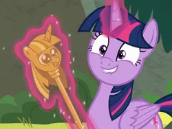 Size: 1024x768 | Tagged: safe, derpibooru import, edit, edited screencap, screencap, twilight sparkle, twilight sparkle (alicorn), alicorn, pony, surf and/or turf, meme, scepter, solo, twilight scepter