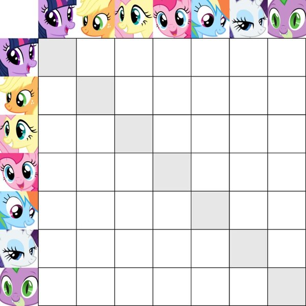 Size: 894x894 | Tagged: safe, artist:ponylover88, derpibooru import, applejack, fluttershy, pinkie pie, rainbow dash, rarity, spike, twilight sparkle, adoptable, female, grid, male, mane seven, mane six