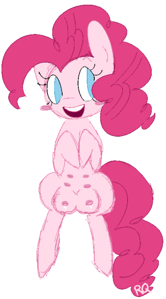 Size: 419x755 | Tagged: questionable, artist:rose_stars, derpibooru import, pinkie pie, pony, crotchboobs, female, multiple nipples, nipples, nudity, simple background, solo, solo female, transparent background