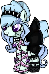 Size: 1024x1551 | Tagged: safe, artist:icey-wicey-1517, artist:queenkisara, artist:sugarplanets, derpibooru import, oc, oc:gloomy harmony, unofficial characters only, earth pony, pony, choker, clothes, ear piercing, earring, female, fishnets, flower, flower in hair, gothic lolita, headband, jewelry, mare, piercing, shoes, simple background, skirt, skirt lift, solo, spiked choker, stockings, tattoo, thigh highs, transparent background