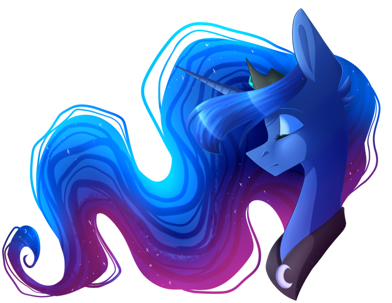 Size: 4199x3241 | Tagged: safe, artist:ri20, derpibooru import, princess luna, alicorn, pony, bust, eyes closed, female, flowing mane, mare, simple background, solo, transparent background