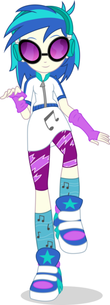 Size: 4290x11871 | Tagged: safe, artist:animehero64, artist:illumnious, derpibooru import, vinyl scratch, equestria girls, music to my ears, rainbow rocks, absurd resolution, clothes, commission, female, fingerless gloves, gloves, leggings, raised leg, shoes, simple background, sneakers, socks, solo, sunglasses, transparent background, vector