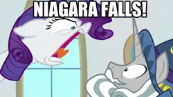 Size: 1920x1080 | Tagged: angry, derpibooru import, edit, edited screencap, faic, friendship university, image macro, meme, moe howard, niagara falls, open mouth, rarity, safe, screencap, shouting rarity, star swirl the bearded, the three stooges