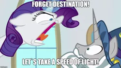 Size: 888x499 | Tagged: densha de d, densha de go, derpibooru import, edit, edited screencap, faic, friendship university, image macro, meme, rarity, safe, screencap, shouting rarity