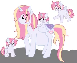 Size: 1380x1136 | Tagged: alicorn, alicorn oc, artist:cottoncloudyfilly, colt, derpibooru import, family, foal, male, mother and child, mother and son, multiple pregnancy, oc, oc:mistral violet, offspring, offspring's offspring, parent:oc:mistral violet, parent:oc:solar shine, parent:princess cadance, parent:shining armor, parents:oc x oc, parents:shiningcadance, pregnant, safe, triplets, unofficial characters only