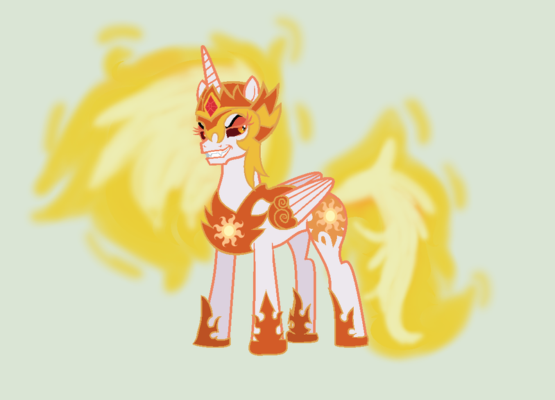 Size: 1092x788 | Tagged: armor, a royal problem, artist:dasucs, artist:mtad2, daybreaker, derpibooru import, fire, fire hair, green background, safe, simple background, solo