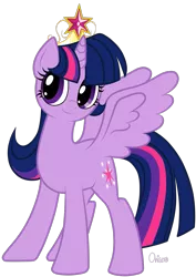 Size: 1221x1725 | Tagged: safe, artist:lisaorise, derpibooru import, twilight sparkle, twilight sparkle (alicorn), alicorn, pony, big crown thingy, element of magic, female, jewelry, mare, regalia, simple background, smiling, solo, transparent background