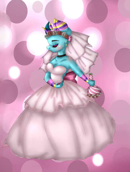 Size: 3120x4120 | Tagged: abstract background, anthro, artist:ninadaimond, breasts, clothes, commission, derpibooru import, dress, eyes closed, female, oc, safe, solo, unofficial characters only, wedding dress