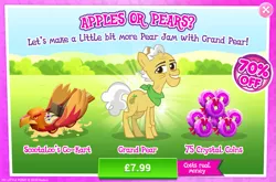 Size: 797x527 | Tagged: safe, derpibooru import, official, grand pear, pony, advertisement, costs real money, gameloft, sale, solo