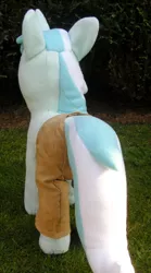 Size: 762x1366 | Tagged: safe, artist:hoppip, derpibooru import, lyra heartstrings, pony, unicorn, clothes, female, infamous, irl, lyra plushie, mare, outdoors, pants, photo, plothole plush lyra, plushie, rear view, solo, standing