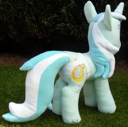 Size: 1146x1139 | Tagged: safe, artist:hoppip, derpibooru import, lyra heartstrings, pony, unicorn, clothes, female, infamous, irl, lyra plushie, mare, outdoors, panties, photo, plot, plothole plush lyra, plushie, side view, solo, standing, underwear