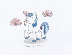 Size: 1600x1230 | Tagged: safe, artist:hickory17, derpibooru import, shining armor, pony, unicorn, corn, corndog, food, magic, male, prancing, sausage, show accurate, simple background, smiling, that pony sure does love corn dogs, traditional art, white background