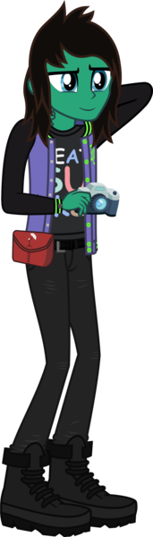 Size: 814x2853 | Tagged: safe, artist:lightningbolt, derpibooru import, equestria girls, .svg available, arm behind head, belt, boots, camera, clothes, drop dead clothing, equestria girls-ified, holding, jacket, jeans, male, pants, shoes, simple background, solo, svg, tom sykes, transparent background, vector