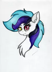 Size: 2437x3405 | Tagged: safe, artist:luxiwind, deleted from derpibooru, derpibooru import, oc, oc:toruwa, earth pony, pony, bust, female, heterochromia, mare, portrait, solo, traditional art