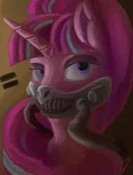 Size: 1024x1346 | Tagged: safe, artist:com3tfire, derpibooru import, starlight glimmer, pony, unicorn, immortan joe, mad max, mad max fury road, solo