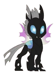 Size: 550x732 | Tagged: artist:changelingtrash, changeling, changeling oc, derpibooru import, fangs, oc, oc:identity crisis, safe, simple background, solo, transparent background, unofficial characters only