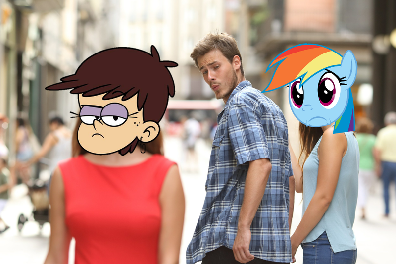 #1443098 - derpibooru import, distracted boyfriend meme, luna loud ...