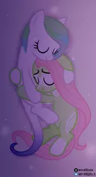 Size: 636x1172 | Tagged: artist:f0rever13, base used, couple, cute, derpibooru import, digital art, female, hug, lesbian, love, mare, night, oc, oc:mi-mi, oc:shirohana, rcf community, romantic, safe, sleeping, unofficial characters only