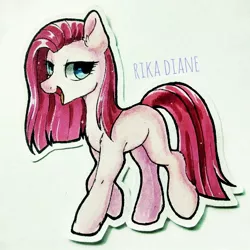 Size: 1280x1280 | Tagged: safe, artist:rikadiane, derpibooru import, pinkie pie, pony, pinkamena diane pie, solo, traditional art