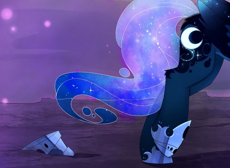 Size: 1101x803 | Tagged: safe, artist:magnaluna, derpibooru import, princess luna, zefiros codex, alternate universe, beautiful, color porn, colored wings, colored wingtips, scenery, solo, walking away