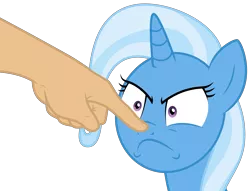 Size: 4096x3137 | Tagged: safe, artist:amarthgul, derpibooru import, trixie, pony, :c, boop, frown, hand, non-consensual booping, simple background, solo, this will end in death, this will end in tears and/or death, transparent background, vector