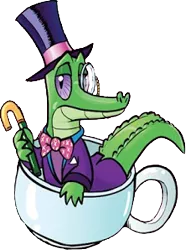Size: 222x298 | Tagged: alligator, artist:pencils, background removed, bowtie, clothes, derpibooru import, gummy, hat, idw, like a sir, male, monocle, official comic, safe, simple background, spoiler:comic, spoiler:comic69, suit, top hat, transparent background