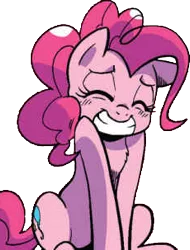 Size: 230x303 | Tagged: safe, artist:pencils, derpibooru import, idw, pinkie pie, earth pony, pony, spoiler:comic, spoiler:comic69, background removed, cute, diapinkes, female, mare, official comic, simple background, solo, transparent background