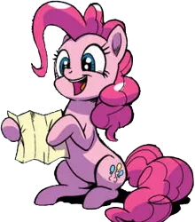 Size: 283x322 | Tagged: safe, artist:pencils, derpibooru import, idw, pinkie pie, earth pony, pony, spoiler:comic, spoiler:comic69, background removed, female, mare, official comic, simple background, solo, transparent background