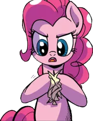 Size: 279x362 | Tagged: safe, artist:pencils, derpibooru import, idw, pinkie pie, earth pony, pony, spoiler:comic, spoiler:comic69, angry, background removed, female, mare, official comic, simple background, solo, transparent background