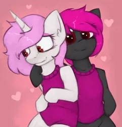 Size: 1054x1095 | Tagged: artist:marsminer, clothes, crossdressing, cute, derpibooru import, femboy, heart, male, oc, oc:cloud pink, oc:patches pinkgem, safe, smiling, stallion, unofficial characters only