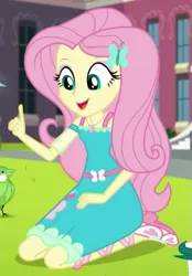 Size: 357x514 | Tagged: safe, derpibooru import, screencap, fluttershy, equestria girls, equestria girls series, the finals countdown, cropped, geode of fauna, solo