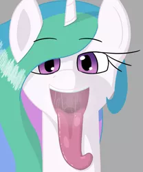 Size: 1000x1200 | Tagged: suggestive, artist:yannerino, derpibooru import, princess celestia, alicorn, bust, drool, long tongue, looking at you, maw, mawshot, open mouth, tongue out