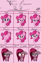 Size: 2800x4250 | Tagged: angry, artist:starmaster, bemused, crazy face, derpibooru import, disinterested, expressions, faic, happy, pinkamena diane pie, pinkie pie, practice, sad, safe, smiling, solo, tsundere