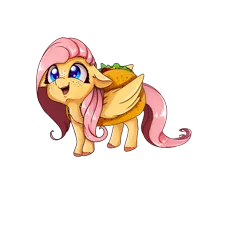 Size: 3200x3500 | Tagged: safe, artist:miokomata, derpibooru import, fluttershy, pegasus, pony, chest fluff, clothes, costume, cute, ear fluff, female, filly, floppy ears, fluttertaco, folded wings, food, food costume, freckles, happy, open mouth, pony as food, raised hoof, raised leg, shoulder fluff, shyabetes, simple background, smiling, solo, taco, tacoshy, transparent background, wing fluff, wings