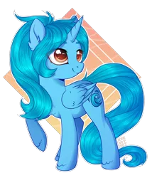 Size: 1630x1900 | Tagged: alicorn, alicorn oc, artist:kseniyart, brown eyes, derpibooru import, horn, oc, oc:takara, raised hoof, safe, simple background, smiley face, solo, transparent background, unofficial characters only, wings