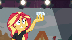 Size: 800x450 | Tagged: safe, derpibooru import, edit, edited screencap, screencap, sunset shimmer, equestria girls, equestria girls series, opening night, animated, coal, diamond, female, gif, opening night: sunset shimmer, reversed, school play, solo