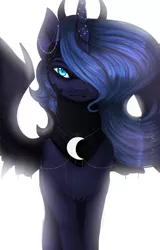 Size: 1279x2000 | Tagged: alicorn, artist:petergriffinschin, derpibooru import, female, horn jewelry, jewelry, looking at you, mare, princess luna, safe, simple background, solo, white background