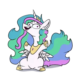 Size: 4200x4200 | Tagged: safe, artist:greyscaleart, derpibooru import, princess celestia, pony, absurd resolution, background removed, crown, female, hoof shoes, jewelry, majestic as fuck, mare, regalia, sillestia, silly, simple background, smiling, solo, transparent background