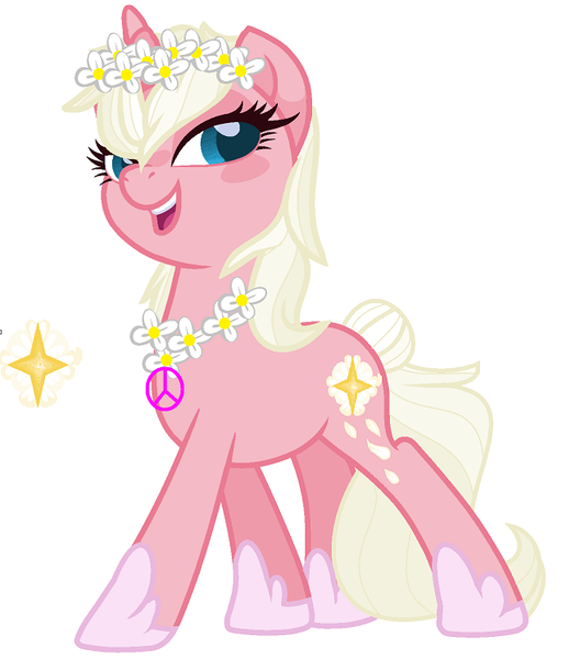 Size: 656x745 | Tagged: safe, artist:bluemoondiancie, artist:lavaroses, artist:melodysweetheart, derpibooru import, oc, oc:sunny springs, unofficial characters only, pony, unicorn, icey-verse, base used, bedroom eyes, clothes, female, floral head wreath, flower, flower necklace, hippy, hoof shoes, jewelry, magical lesbian spawn, mare, necklace, next generation, offspring, open mouth, parent:lily lace, parent:sunshine smiles, parents:sunlace, peace sign, shoes, simple background, solo, valley girl, white background