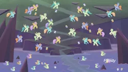 Size: 1920x1080 | Tagged: baby seapony (g4), background hippogriff, background sea pony, classical hippogriff, clones, derpibooru import, fledgeling, hippogriff, jaffa cake (hippogriff), laguna, safe, screencap, seapony (g4), the hearth's warming club, unnamed character