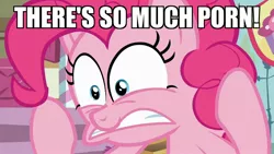 Size: 1920x1080 | Tagged: safe, derpibooru import, edit, edited screencap, screencap, pinkie pie, earth pony, pony, season 3, wonderbolts academy, 4chan, funny face, image macro, meme, porn, sugarcube corner, ted 2, thread