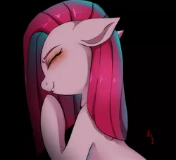 Size: 2048x1856 | Tagged: safe, artist:hosikawa, derpibooru import, pinkie pie, earth pony, pony, black background, eyes closed, female, mare, pinkamena diane pie, simple background, solo