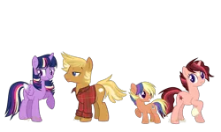 Size: 5000x3000 | Tagged: safe, artist:detoxx-retoxx, derpibooru import, quibble pants, twilight sparkle, twilight sparkle (alicorn), oc, oc:estella, oc:wednesday paper, alicorn, earth pony, pony, unicorn, alternate hair color, base used, colored wings, colored wingtips, colt, family, female, half-siblings, male, mare, offspring, older, older twilight, parent:quibble pants, parent:sunburst, parent:twilight sparkle, parents:quibblelight, parents:twiburst, quibblelight, rainbow power, shipping, simple background, star (coat marking), straight, transparent background