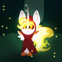 Size: 2000x2000 | Tagged: artist:binkyt11, atg 2018, cute, daybreaker, derpibooru import, diabreaker, eyebrows, female, filly, forest, great flaming eyebrows, little red riding hood, mane of fire, newbie artist training grounds, safe, samurai jack, solo, younger