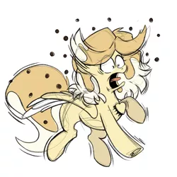 Size: 1000x1000 | Tagged: safe, artist:xsidera, derpibooru import, oc, oc:chocolate chip, unofficial characters only, pegasus, pony, female, mare, simple background, solo, startled, white background