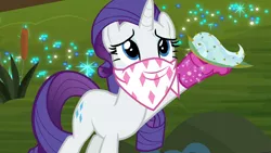 Size: 1920x1080 | Tagged: safe, derpibooru import, screencap, rarity, pony, unicorn, the end in friend, azurantium, bandana, boots, female, glitter boots, mare, shoes, solo, sparkles, swamp