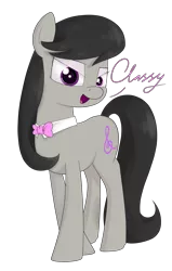 Size: 1692x2660 | Tagged: safe, artist:moonatik, derpibooru import, octavia melody, earth pony, pony, backwards cutie mark, bowtie, classy, eyeshadow, looking at you, makeup, open mouth, simple background, solo, transparent background