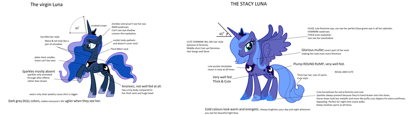 Size: 7480x2104 | Tagged: chad, derpibooru import, luna eclipsed, meme, princess luna, s1 luna, safe, stacy meme, virgin, virgin walk