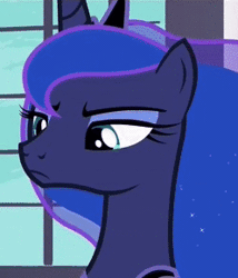 Size: 248x290 | Tagged: safe, derpibooru import, screencap, princess luna, alicorn, pony, a royal problem, animated, cropped, cute, female, floppy ears, frown, gif, glare, lidded eyes, mare, sad, sadorable, serious, serious face, solo, upset